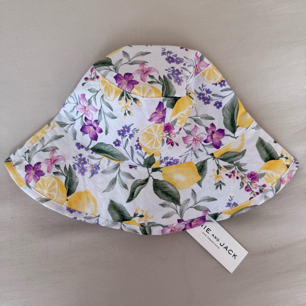 Lemon Floral Bucket Hat Jamie & Jack 4-5 NWT
